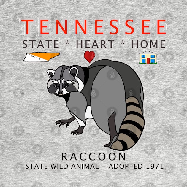 Tennessee - Raccoon - State, Heart, Home - state symbols by cfmacomber